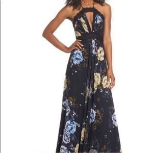 NWT Jill Stuart Navy Floral & Lace Gown